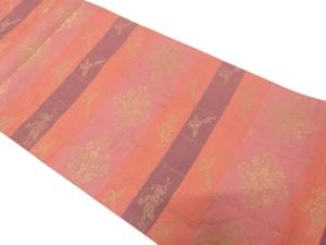 横段に鳳凰・華紋織り出し　袋帯